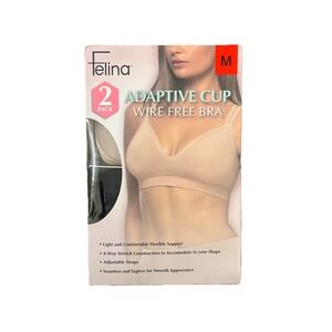 Felina Women's Size **SMALL** Adaptive Cup Wire Free Bra, 2-pack,NEW